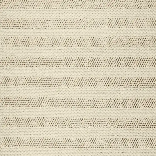 White Ivory Hand Woven Knobby Cornish Stripe Indoor Area Rug Photo 5