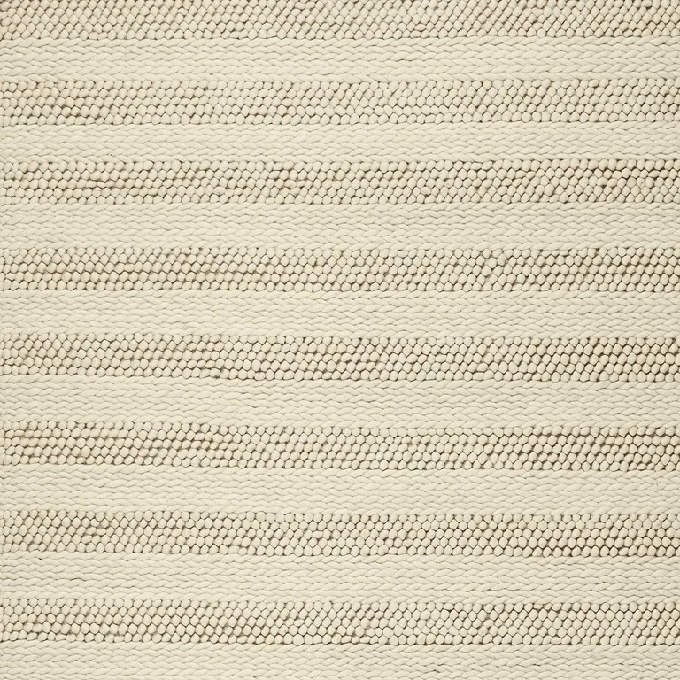 White Ivory Hand Woven Knobby Cornish Stripe Indoor Area Rug Photo 3