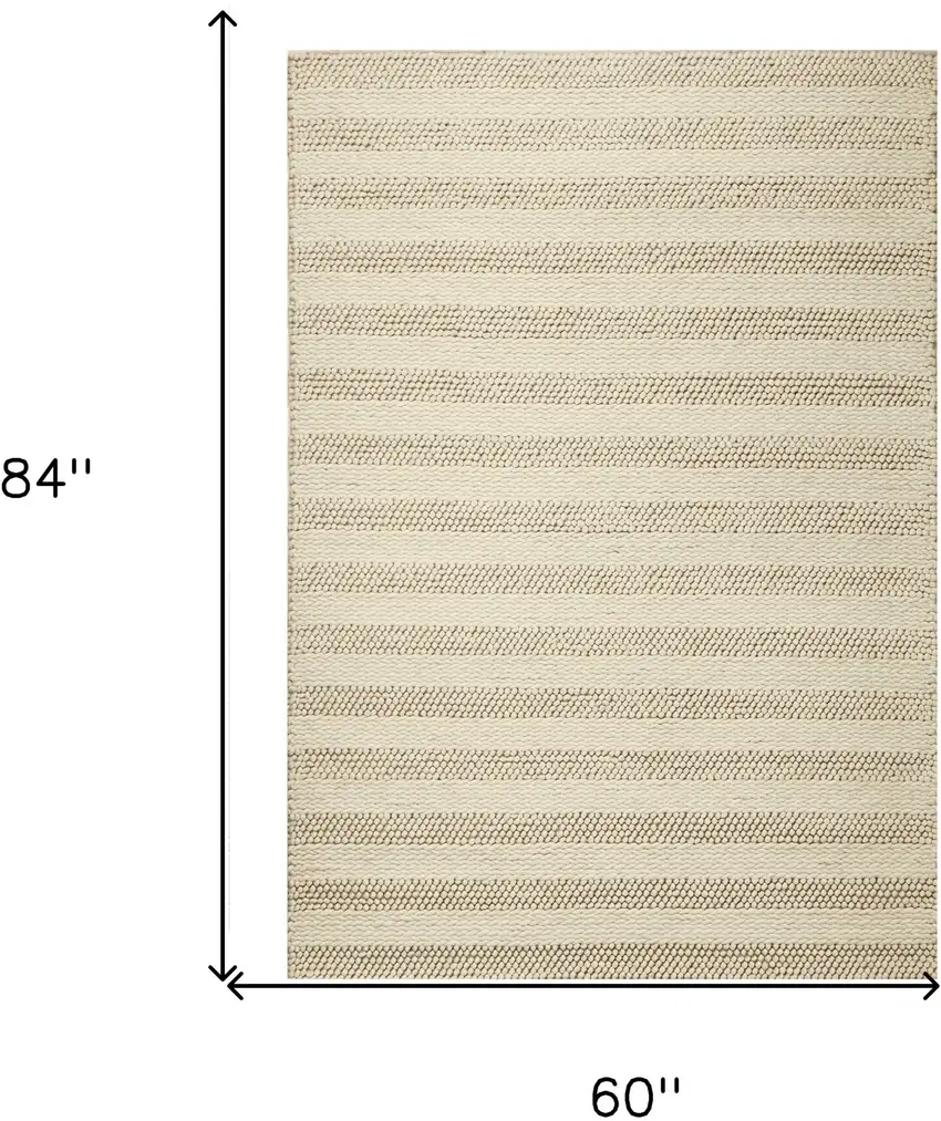White Ivory Hand Woven Knobby Cornish Stripe Indoor Area Rug Photo 5