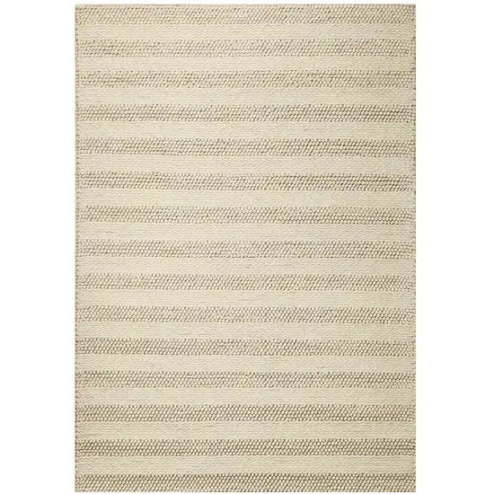 White Ivory Hand Woven Knobby Cornish Stripe Indoor Area Rug Photo 1