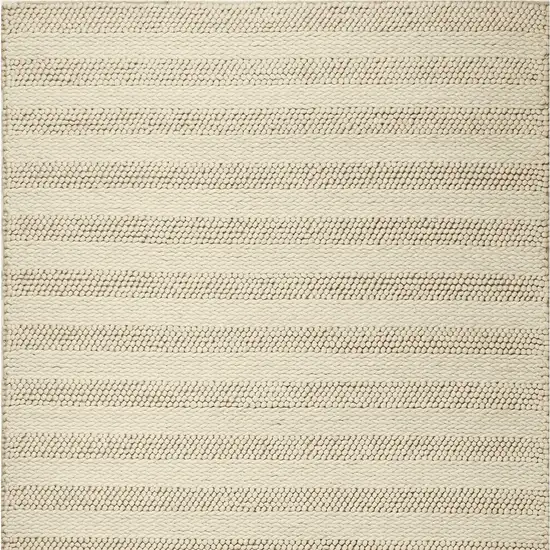 White Ivory Hand Woven Knobby Cornish Stripe Indoor Area Rug Photo 6