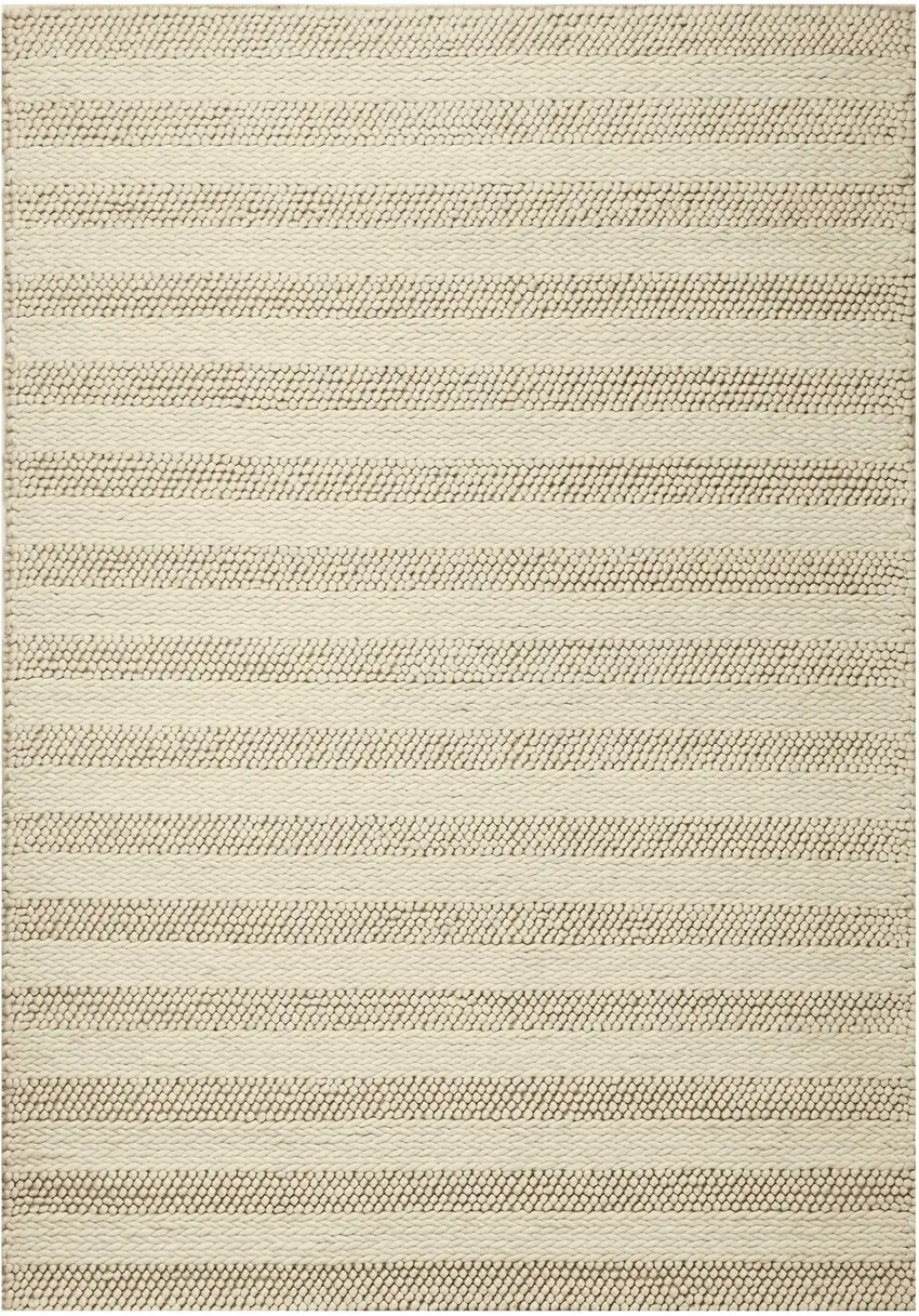 White Ivory Hand Woven Knobby Cornish Stripe Indoor Area Rug Photo 2