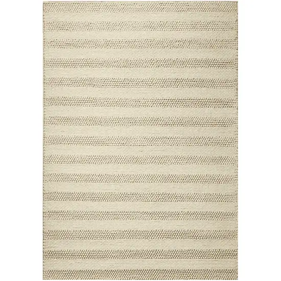 White Ivory Hand Woven Knobby Cornish Stripe Indoor Area Rug Photo 2