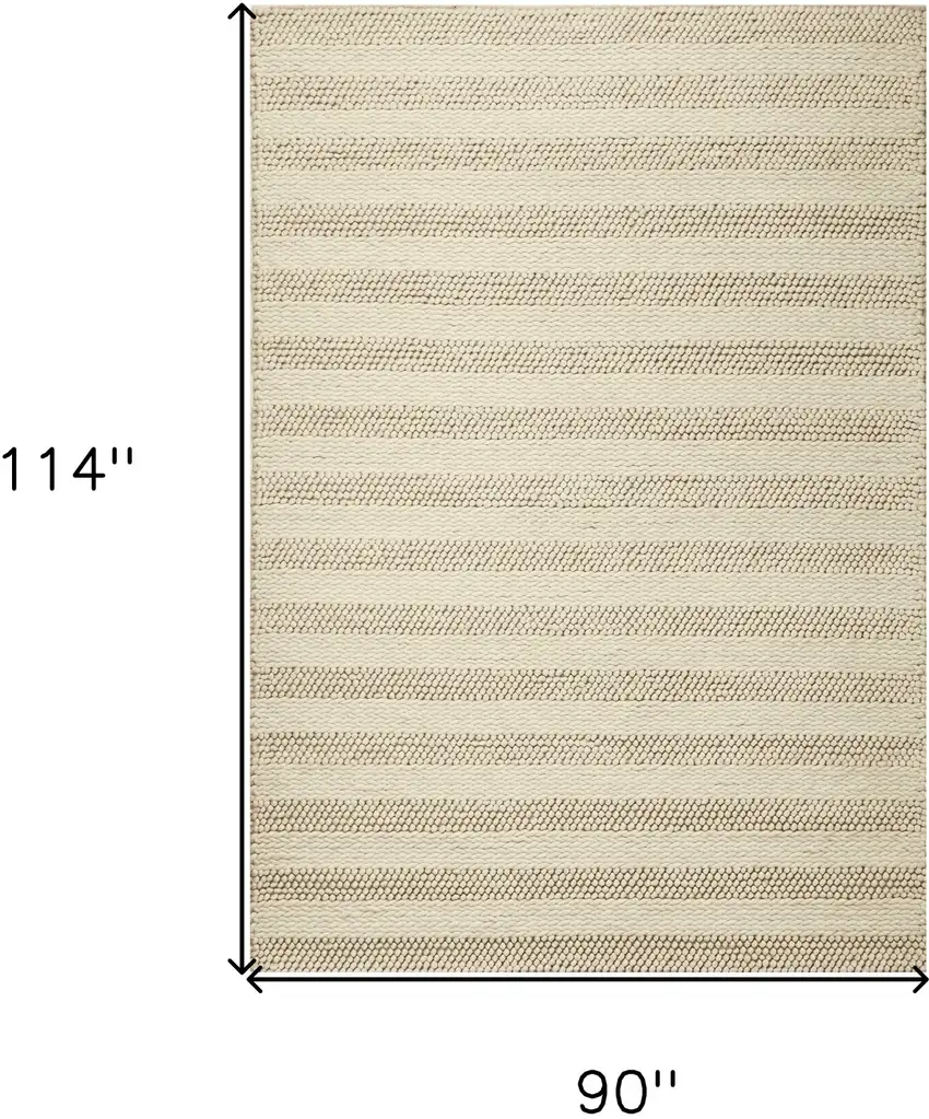 White Ivory Hand Woven Knobby Cornish Stripe Indoor Area Rug Photo 3