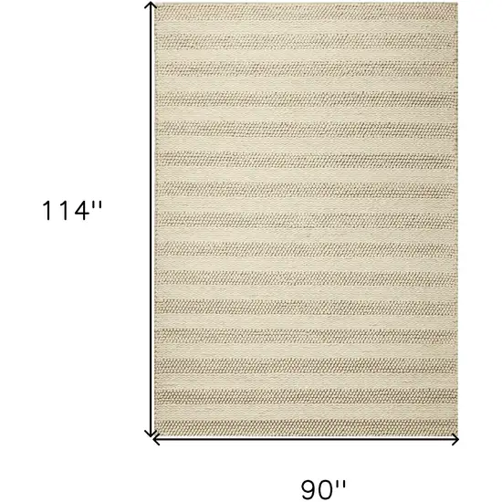 White Ivory Hand Woven Knobby Cornish Stripe Indoor Area Rug Photo 3