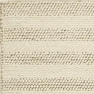 Photo of White Ivory Hand Woven Knobby Cornish Stripe Indoor Area Rug