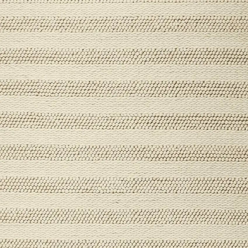 White Ivory Hand Woven Knobby Cornish Stripe Indoor Area Rug Photo 5