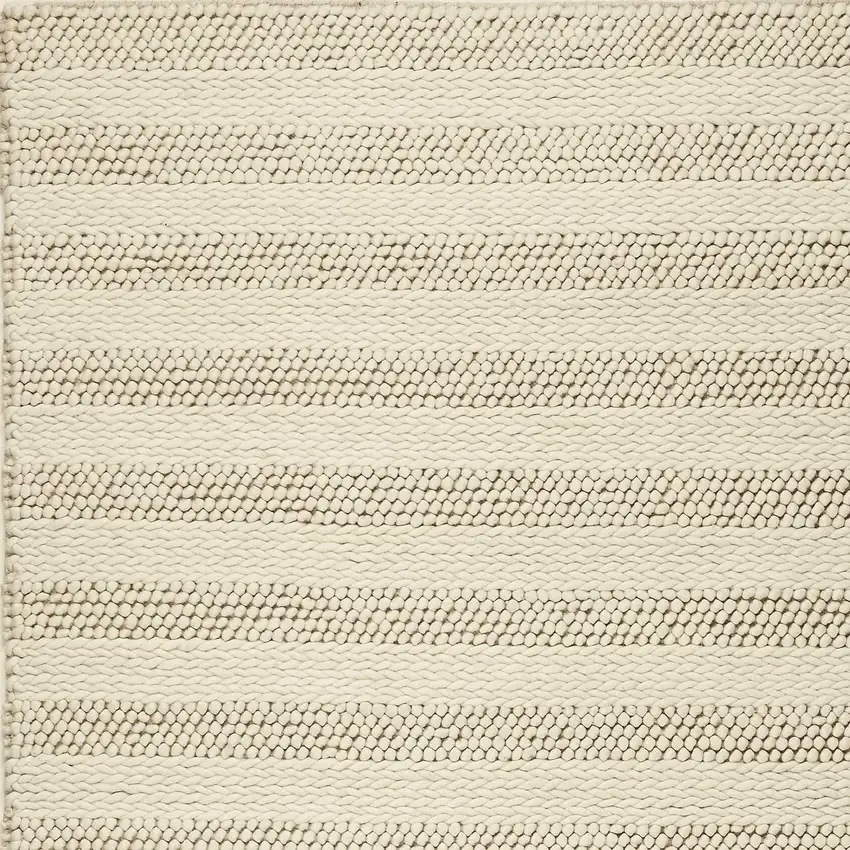 White Ivory Hand Woven Knobby Cornish Stripe Indoor Area Rug Photo 3