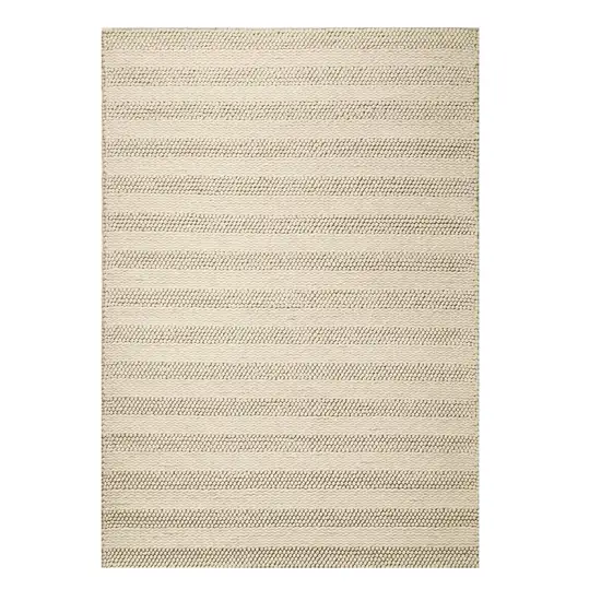 White Ivory Hand Woven Knobby Cornish Stripe Indoor Area Rug Photo 2