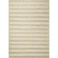 Photo of White Ivory Hand Woven Knobby Cornish Stripe Indoor Area Rug