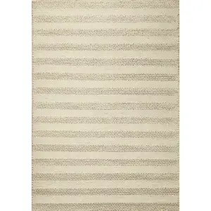 Photo of White Ivory Hand Woven Knobby Cornish Stripe Indoor Area Rug