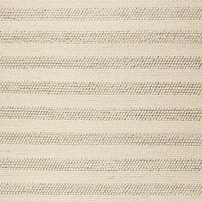 White Ivory Hand Woven Knobby Cornish Stripe Indoor Area Rug Photo 5