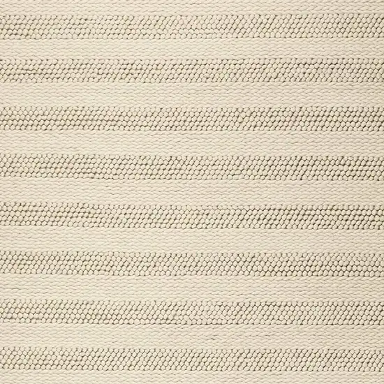 White Ivory Hand Woven Knobby Cornish Stripe Indoor Area Rug Photo 5