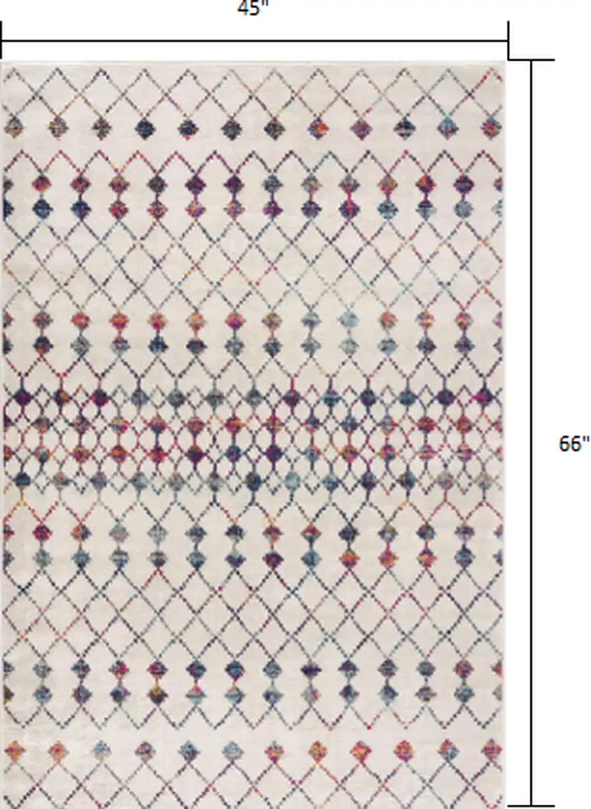 White Modern Geometric Grid Area Rug Photo 2