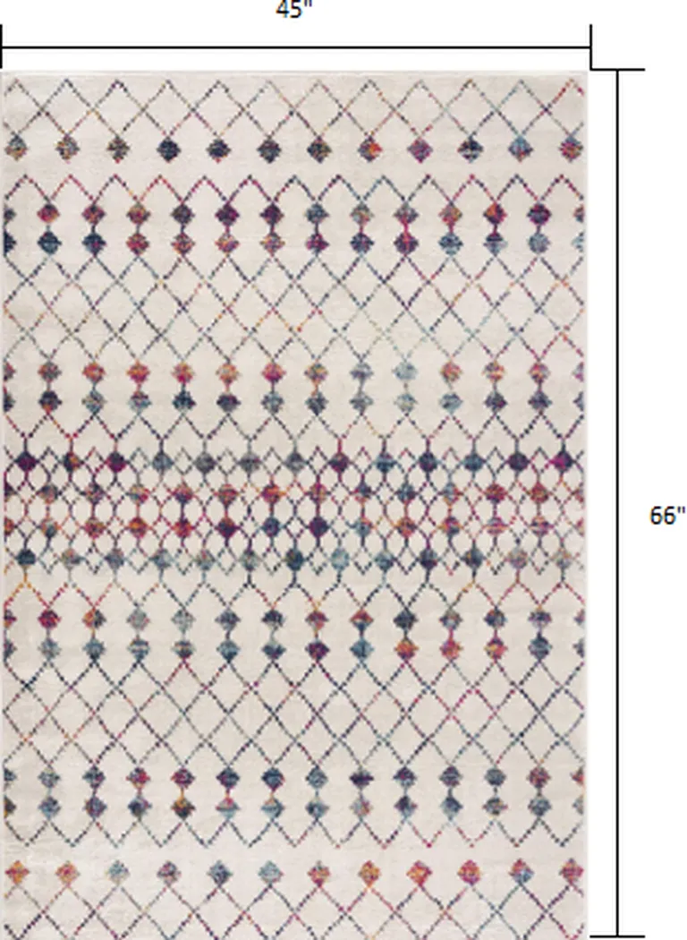 White Modern Geometric Grid Area Rug Photo 2