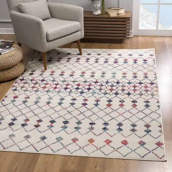 White Modern Geometric Grid Area Rug Photo 7