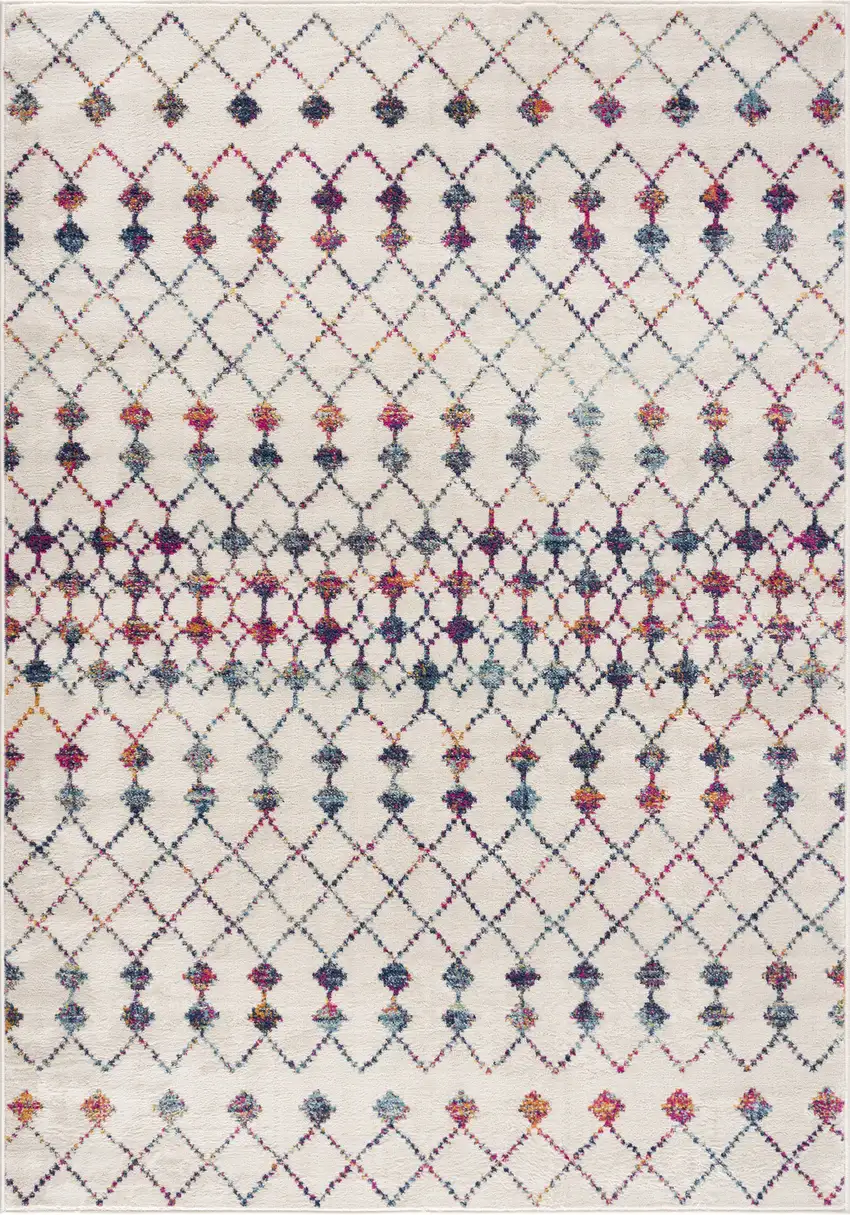 White Modern Geometric Grid Area Rug Photo 3