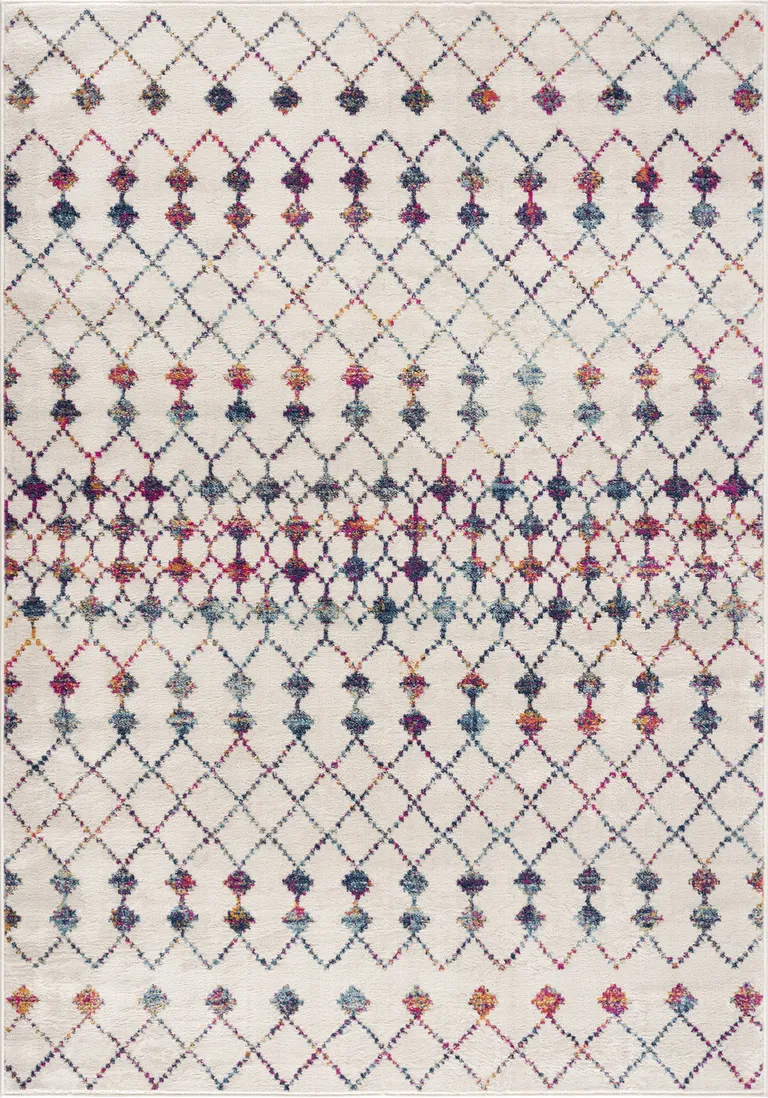 White Modern Geometric Grid Area Rug Photo 3