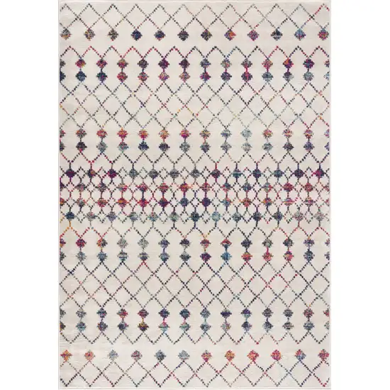 White Modern Geometric Grid Area Rug Photo 3