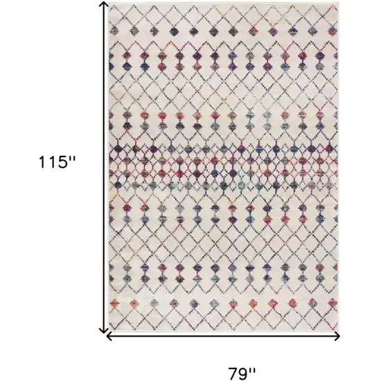 White Modern Geometric Grid Area Rug Photo 8