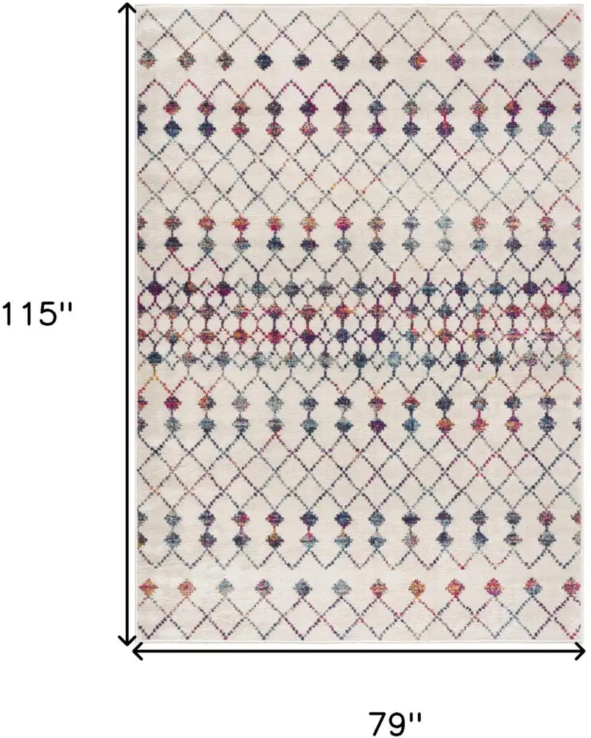 White Modern Geometric Grid Area Rug Photo 8