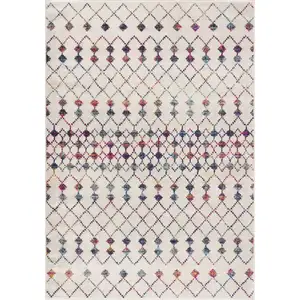 Photo of White Modern Geometric Grid Area Rug