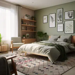 Photo of White Modern Geometric Grid Area Rug