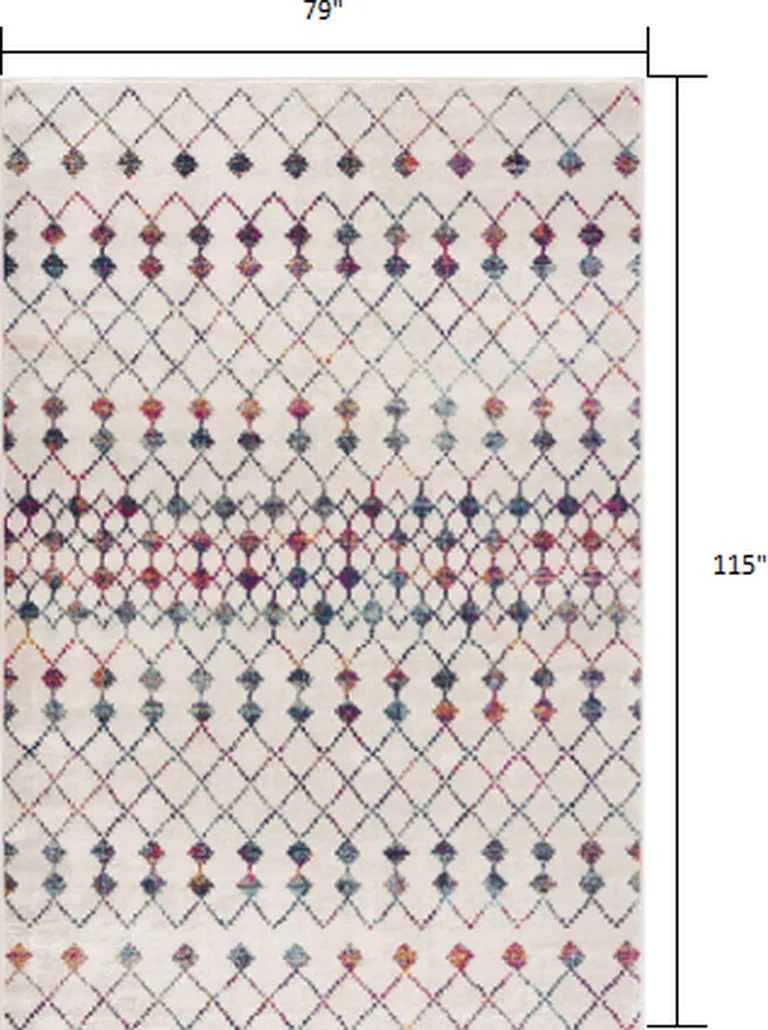 White Modern Geometric Grid Area Rug Photo 1