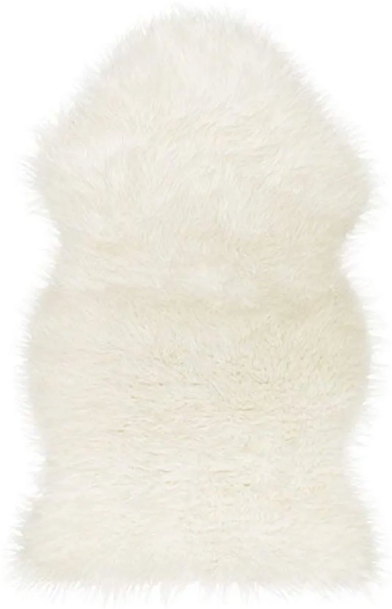 White  Natural Sheepskin Fur Area Rug Photo 4