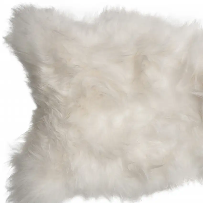 White Natural Wool Long-Haired Sheepskin Area Rug Photo 7