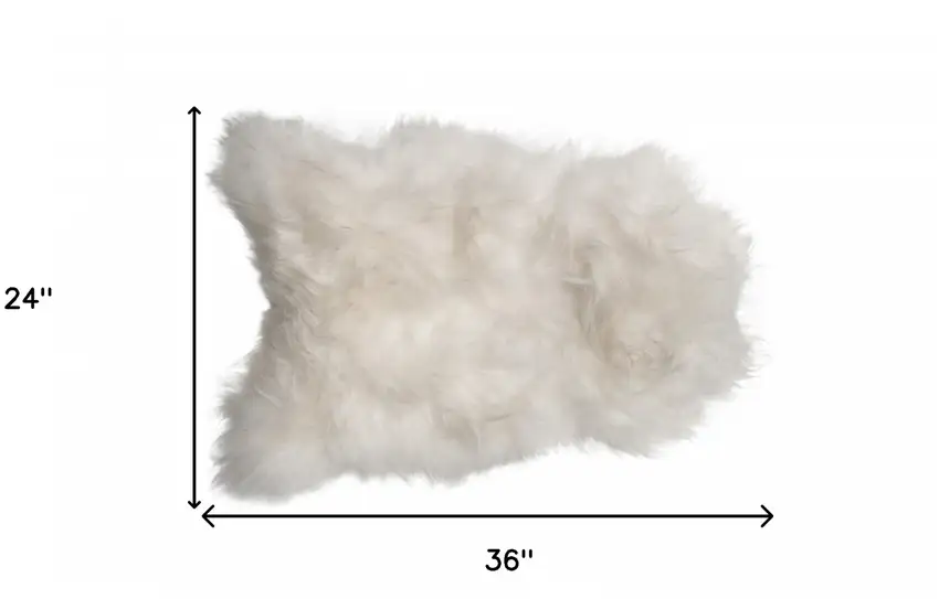 White Natural Wool Long-Haired Sheepskin Area Rug Photo 3