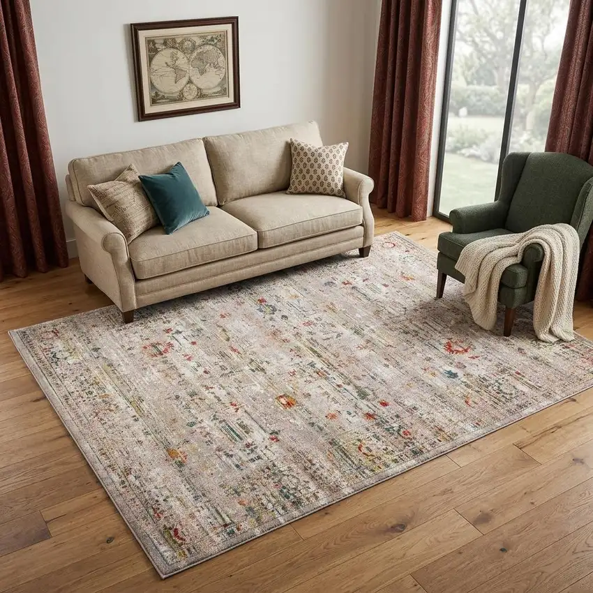 White Oriental Non Skid Area Rug Photo 1