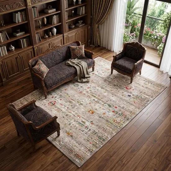 White Oriental Non Skid Area Rug Photo 1