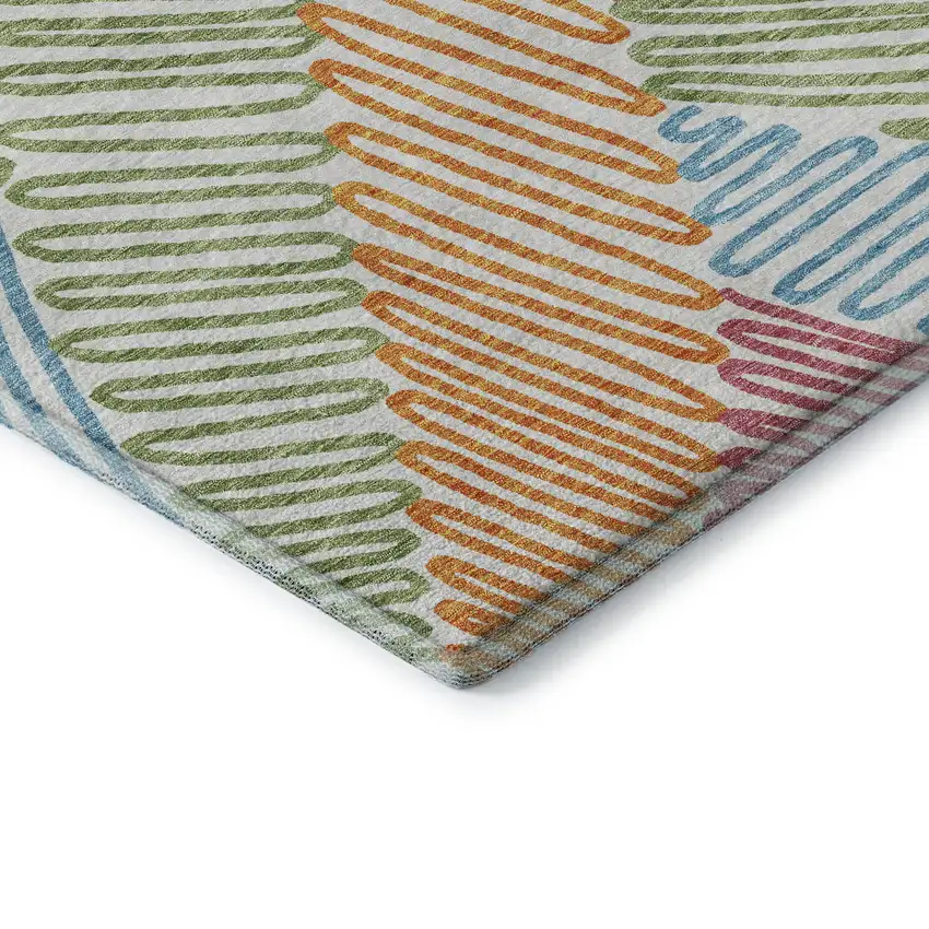 White Pink Green And Blue Floral Washable Area Rug With UV Protection Photo 8