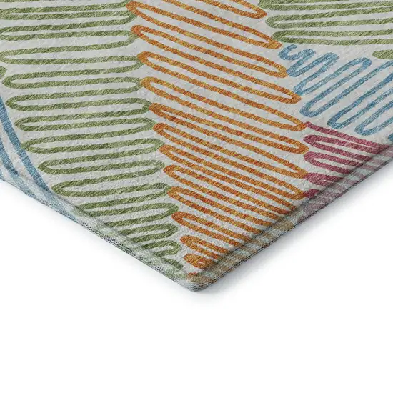 White Pink Green And Blue Floral Washable Area Rug With UV Protection Photo 8