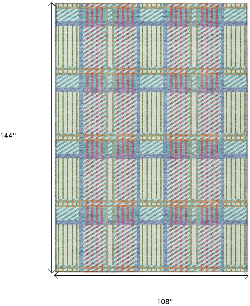 White Purple And Pink Plaid Washable Indoor Outdoor Area Rug Photo 3