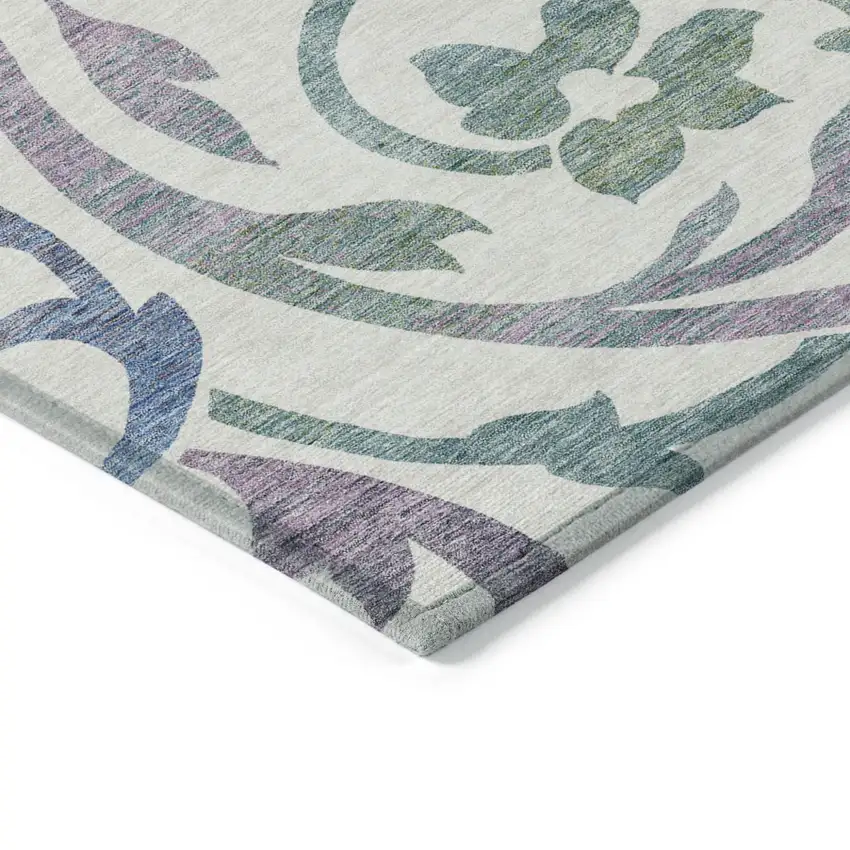 White Purple And Sage Floral Washable Indoor Outdoor Area Rug Photo 4