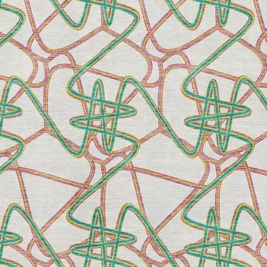 White Purple And Teal Geometric Washable Area Rug With UV Protection Photo 2