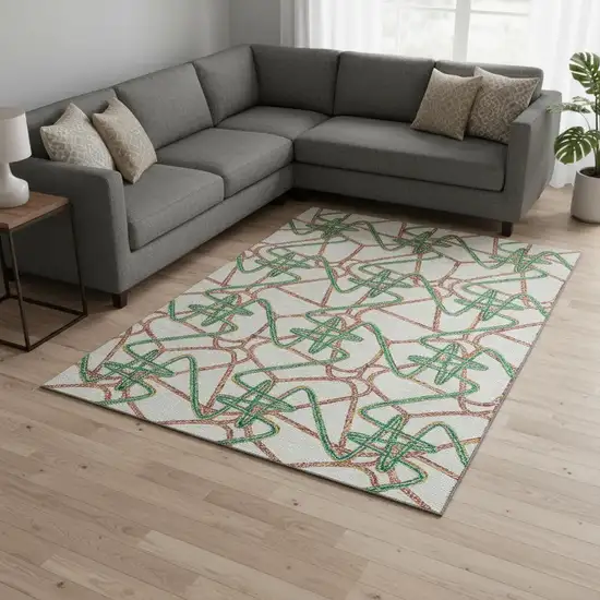 White Purple And Teal Geometric Washable Area Rug With UV Protection Photo 2