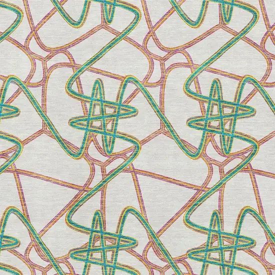 White Purple And Teal Geometric Washable Area Rug With UV Protection Photo 2