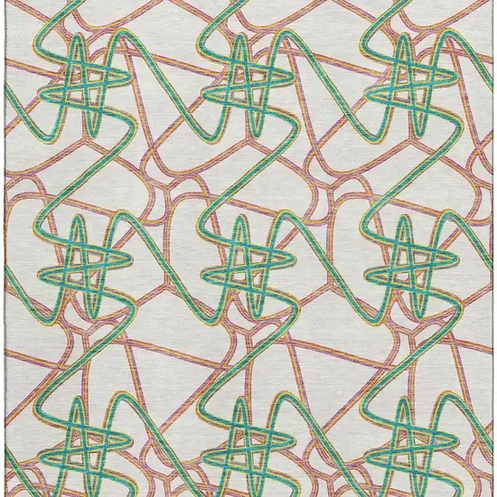 White Purple And Teal Geometric Washable Area Rug With UV Protection Photo 3