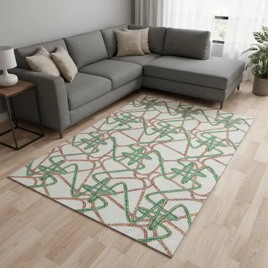 White Purple And Teal Geometric Washable Area Rug With UV Protection Photo 2