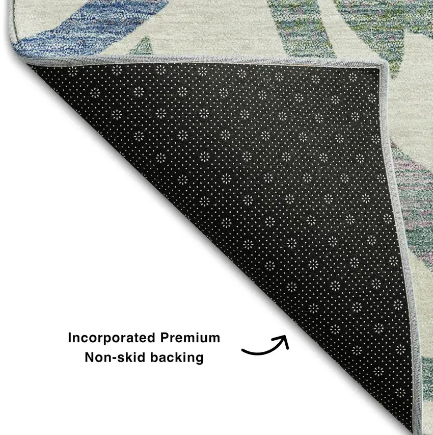 White Sage And Mauve Floral Washable Area Rug With UV Protection Photo 7