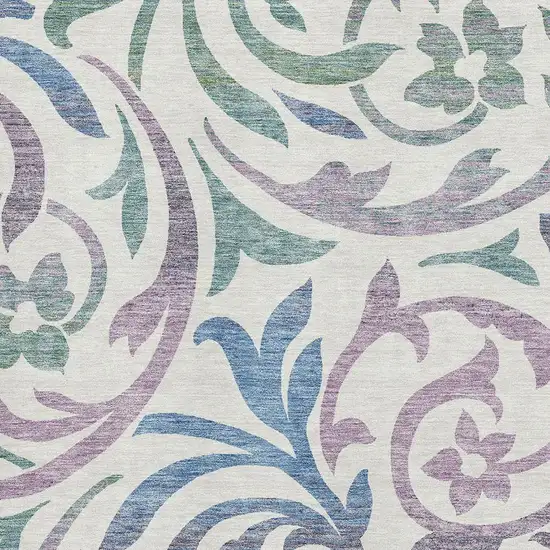 White Sage And Mauve Floral Washable Area Rug With UV Protection Photo 3