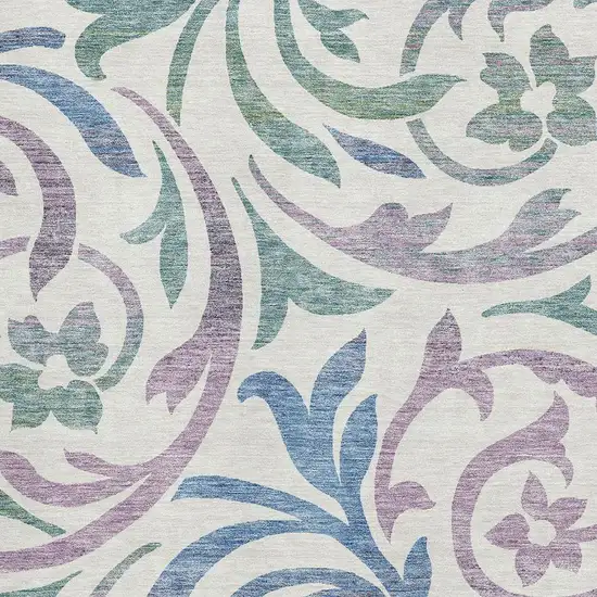 White Sage And Mauve Floral Washable Area Rug With UV Protection Photo 3