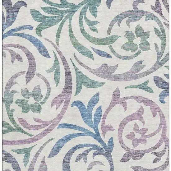 White Sage And Mauve Floral Washable Area Rug With UV Protection Photo 4