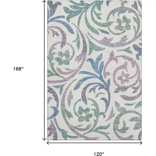 White Sage And Mauve Floral Washable Area Rug With UV Protection Photo 3