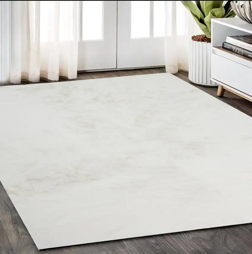 White Shag Area Rug Photo 1