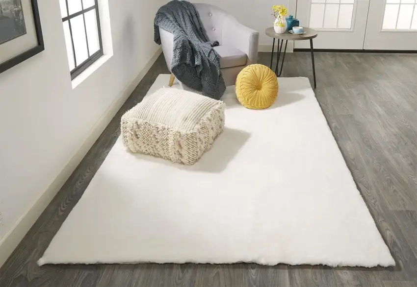 White Shag Area Rug Photo 5