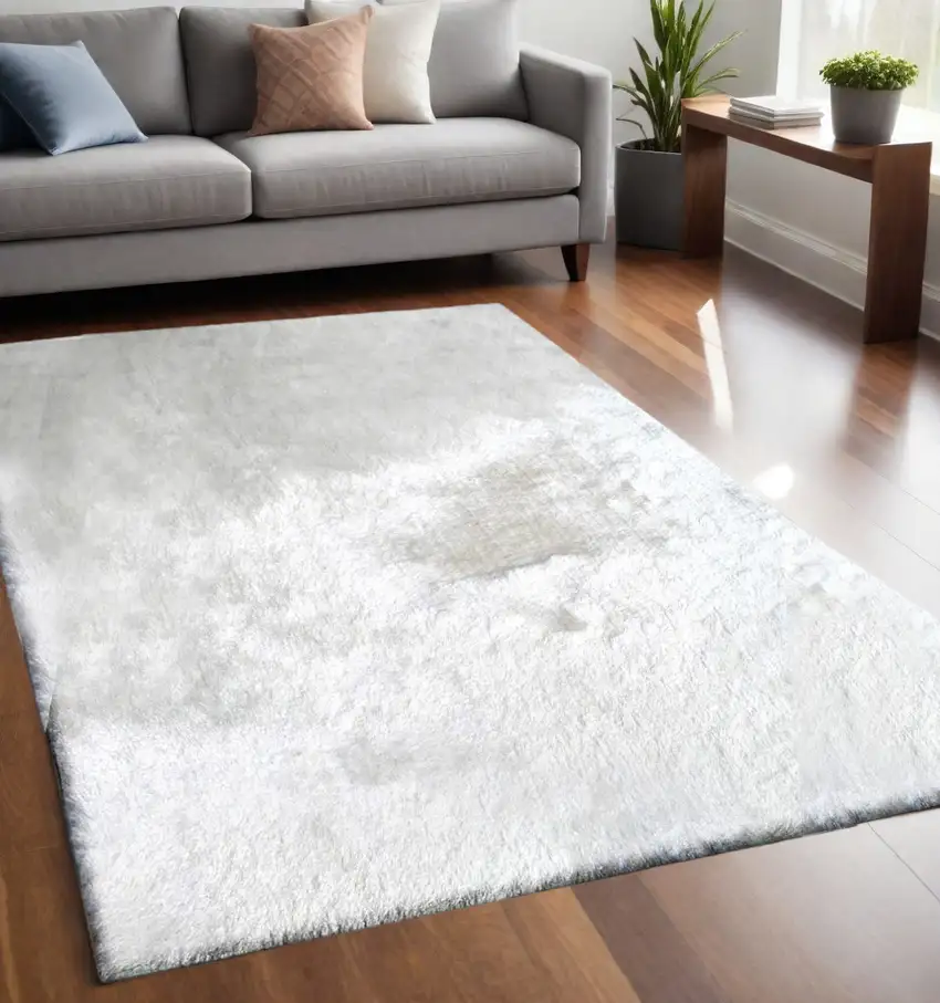 White Shag Hand Tufted Area Rug Photo 1